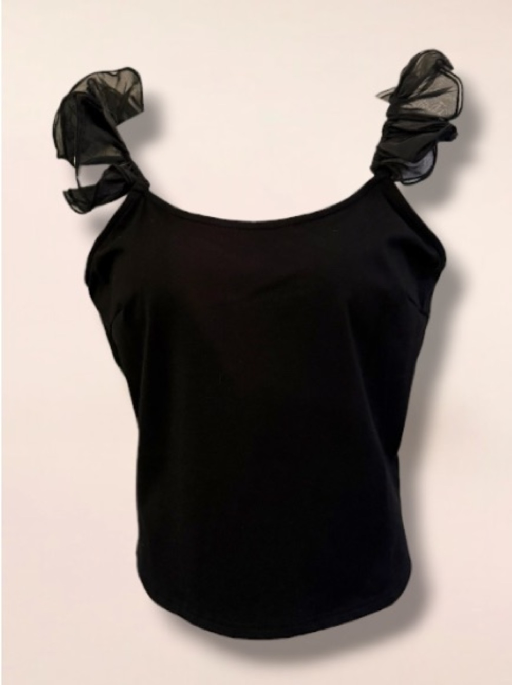 New! FLAT WHITE Sheer Ruffle Strap Tank Top Size Large